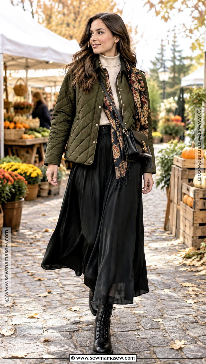 Quilted Jacket With A Line Maxi Skirt Fall Modest Outfit - 15 fall 2026 modest outfits