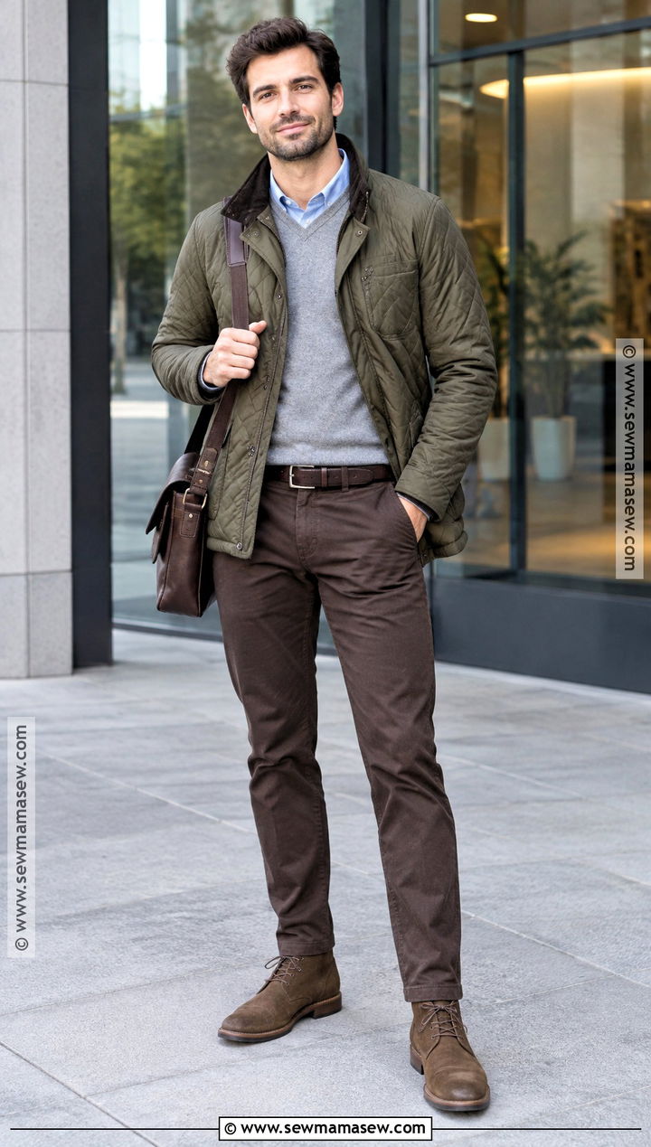 Quilted Jacket With Dark Chinos - 20 mens fall jackets