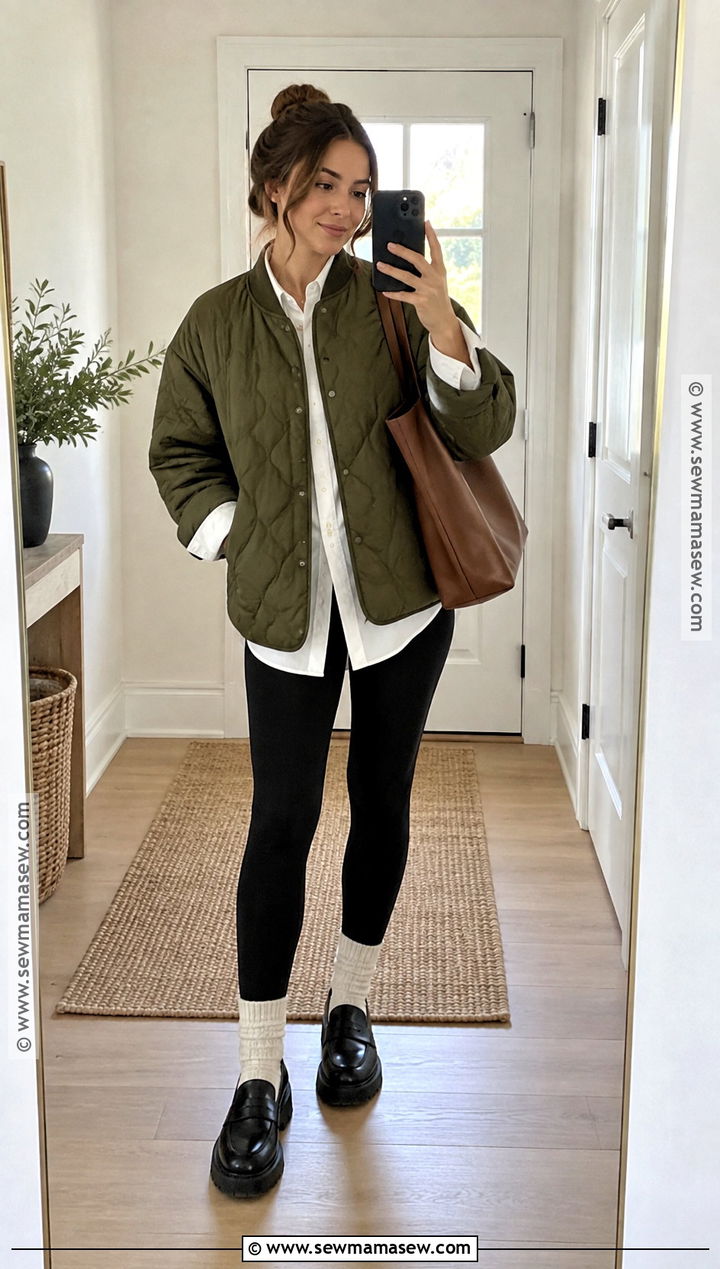 Quilted Jacket With Leggings And Loafers - 20 autumn coats and jackets