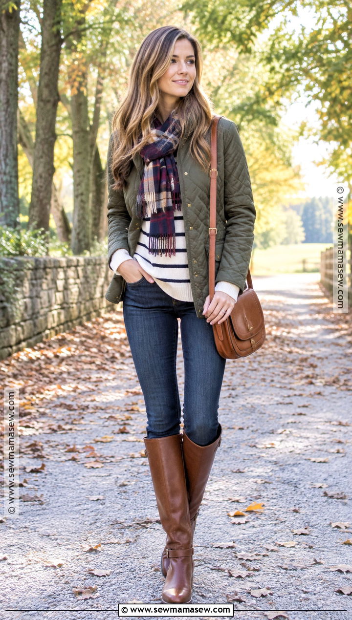 Quilted Jacket With Riding Boots - 25 fall outfits with boots