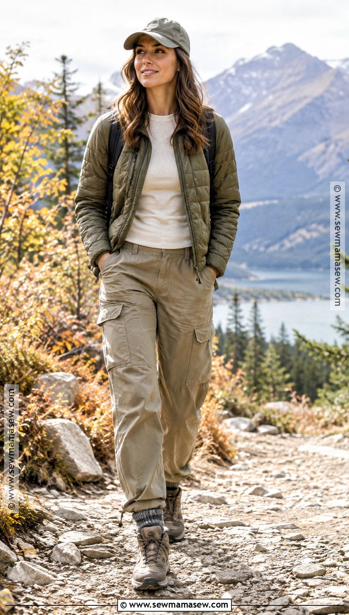 Quilted Jacket and Cargo Pants Fall Travel Outfit - 15 fall travel outfits for women 2026
