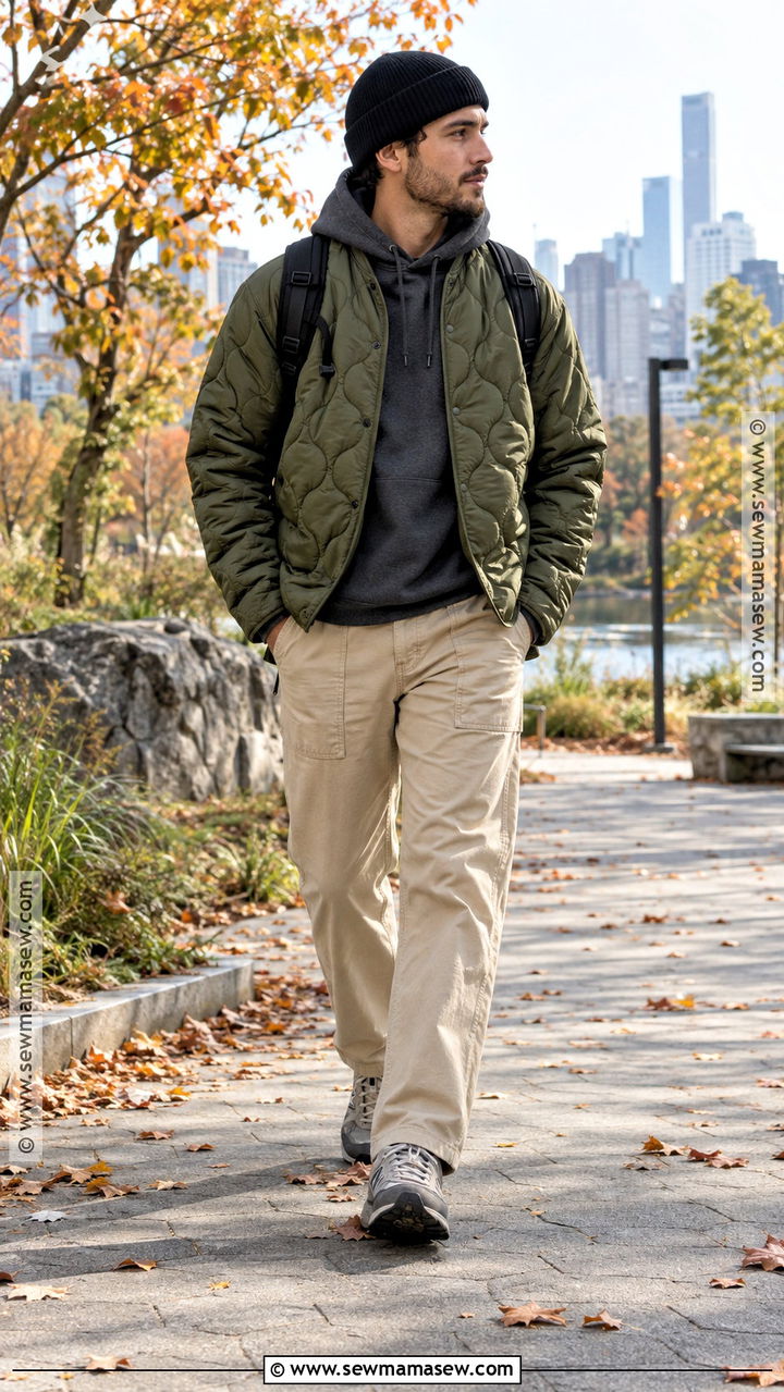 Quilted Liner Jacket And Fatigue Pants Fall Outfit - 20 mens fall street style ideas