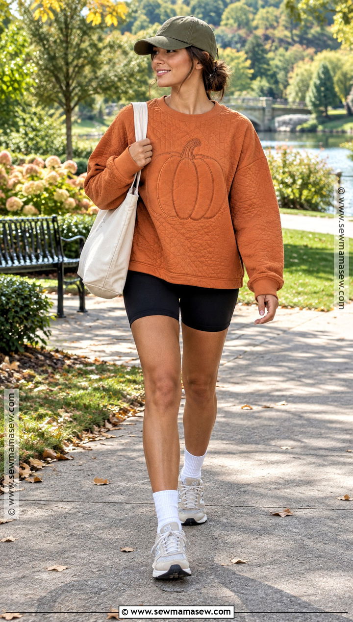 Quilted Pumpkin Sweatshirt With Biker Shorts - 20 Quilted Pumpkin Sweatshirt Ideas