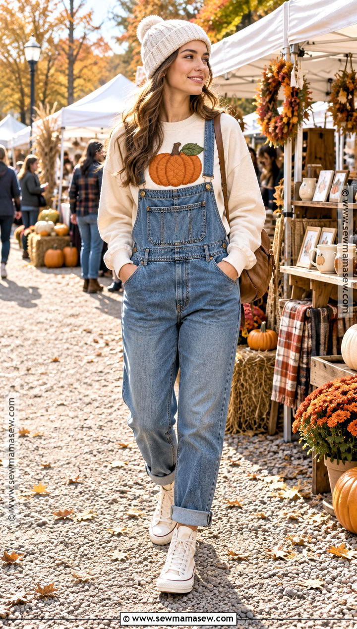 Quilted Pumpkin Sweatshirt With Denim Overalls - 20 Quilted Pumpkin Sweatshirt Ideas