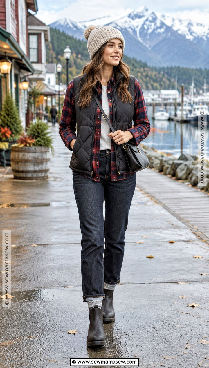 Quilted Vest And Flannel Alaskan Cruise Outfit - 15 Alaskan Cruise Outfits October