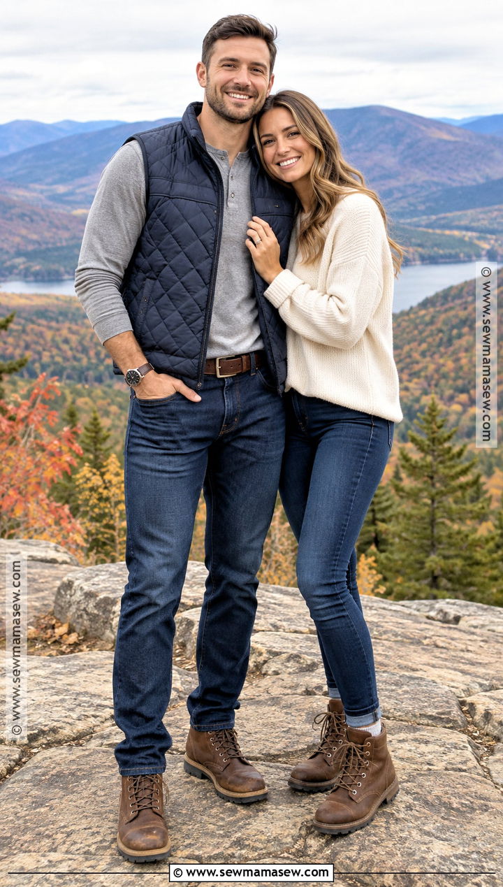 Quilted Vest And Henley Engagement Outfit - 15 engagement photos men outfit fall ideas