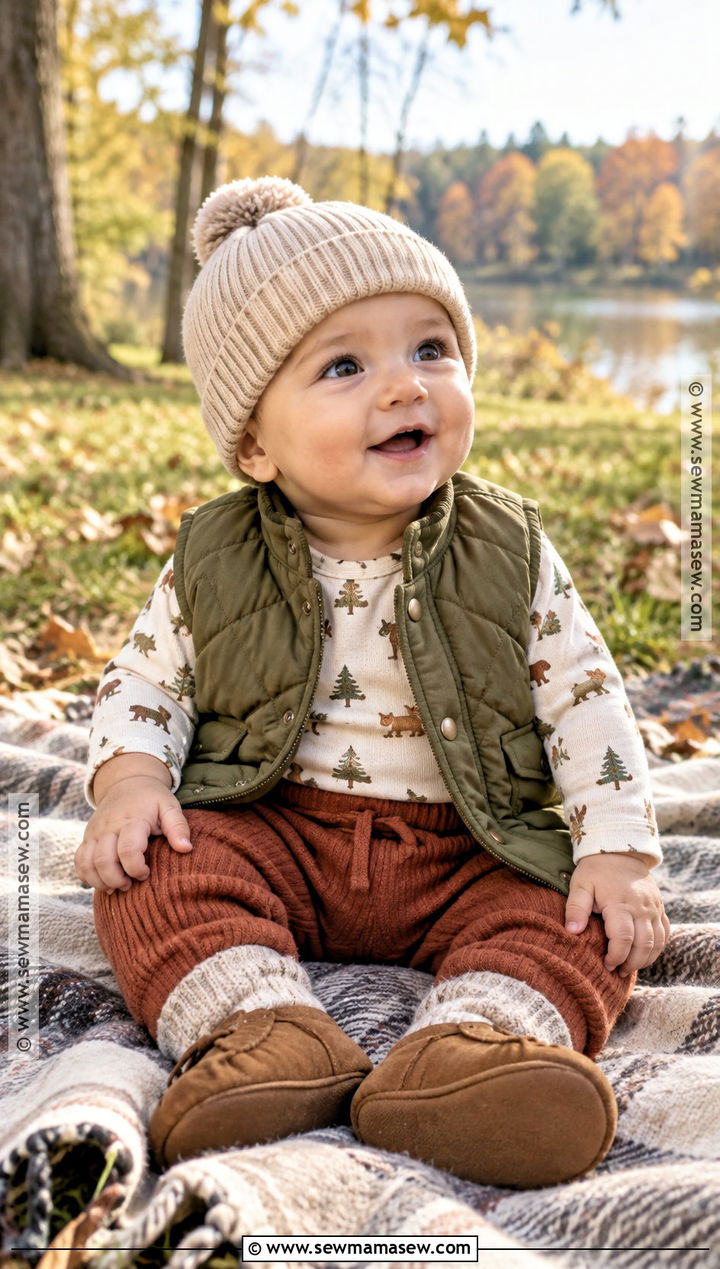 Quilted Vest And Knit Pants Fall Baby Outfit - 15 Cozy Fall Baby Outfits