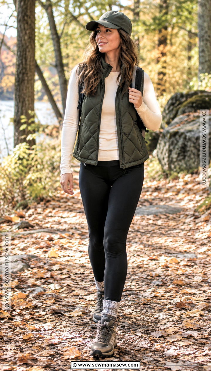Quilted Vest And Leggings Autumn Outdoor Outfit - 20 autumn outdoor outfits