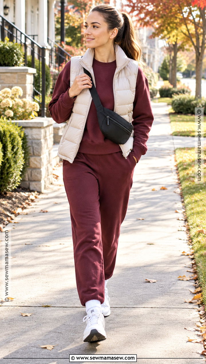 Quilted Vest And Matching Sweat Set - 15 fall lounge outfits lazy days