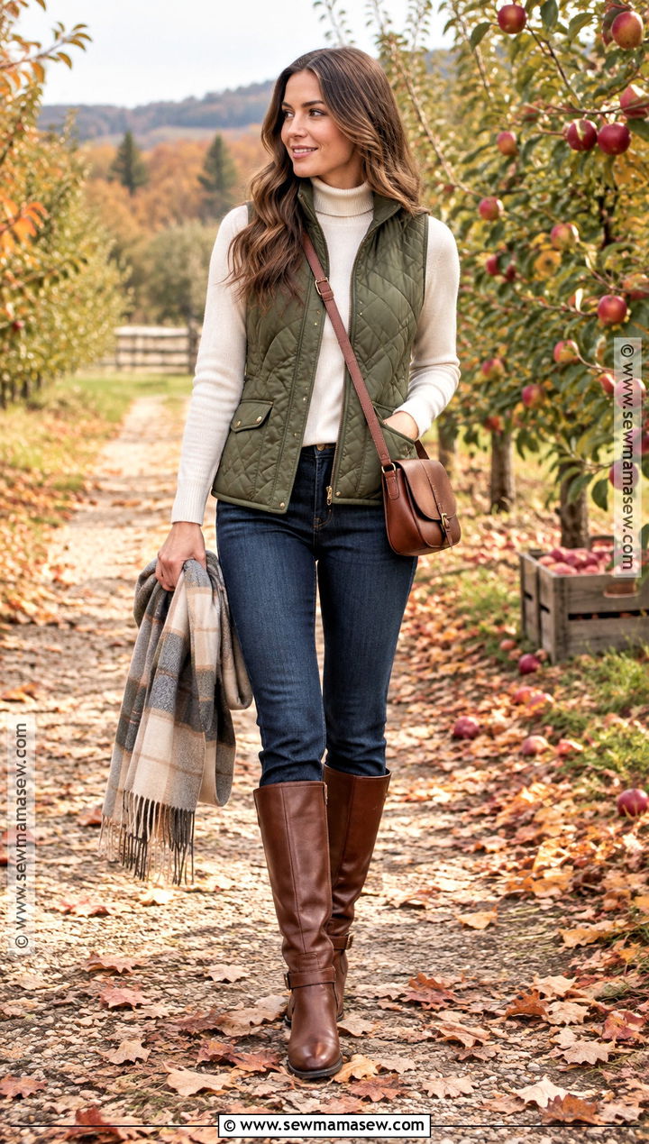 Quilted Vest And Turtleneck Fall Photoshoot Outfit - 20 Fall Outfits For Photoshoot