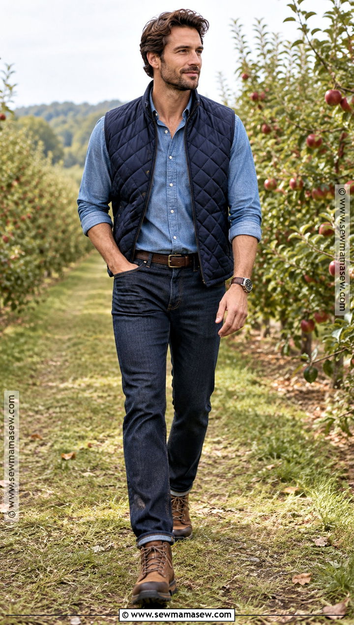 Quilted Vest Apple Orchard Outfit - 15 apple orchard outfit fall ideas for men