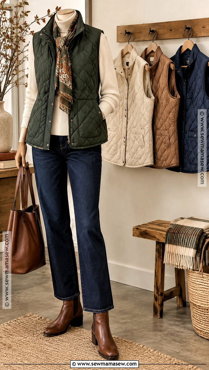 Quilted Vest Fall Clothing Display - 15 Cozy Fall Clothing Display Ideas