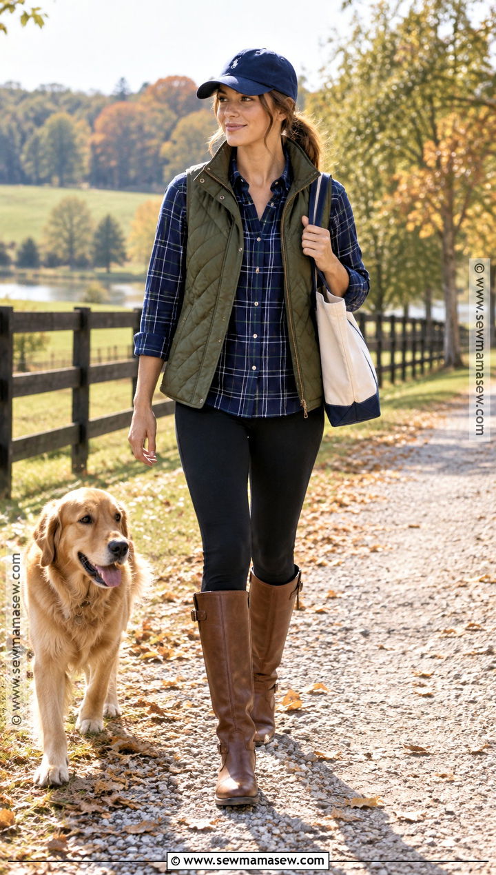 Quilted Vest Fall Outfit With Leggings - 20 southern fall outfits