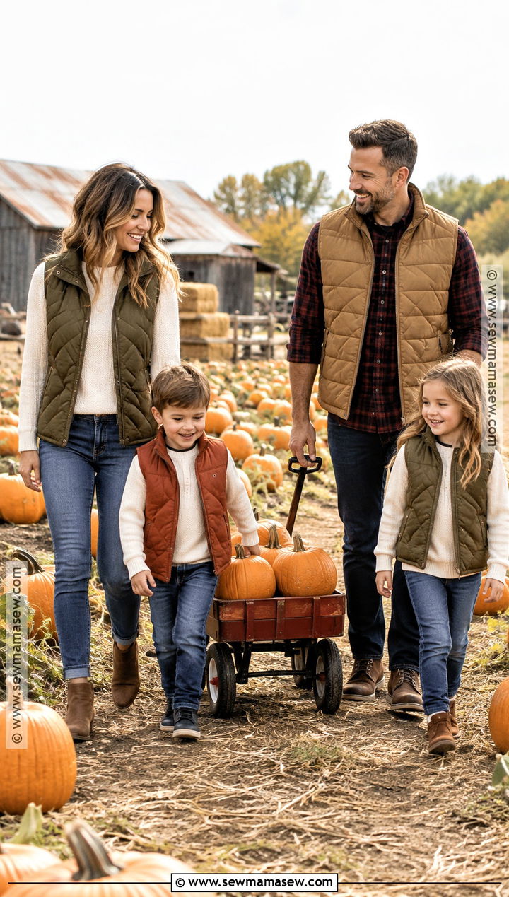 Quilted Vest Family Pumpkin Patch Outfit - 15 fall pumpkin patch outfit ideas for family