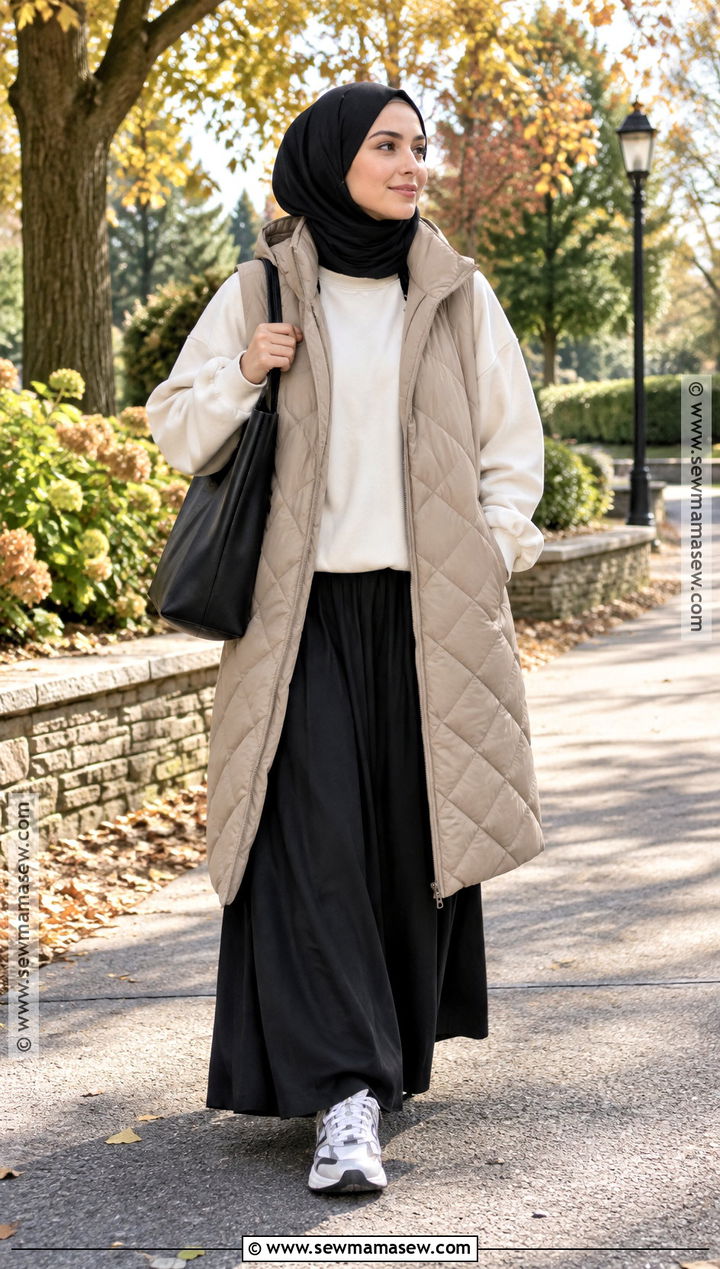 Quilted Vest Hijabi Fall Outfit - 25 hijabi fall outfits