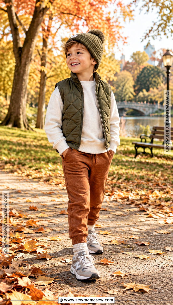 Quilted Vest With Sweatshirt And Joggers - 20 fall kids outfits