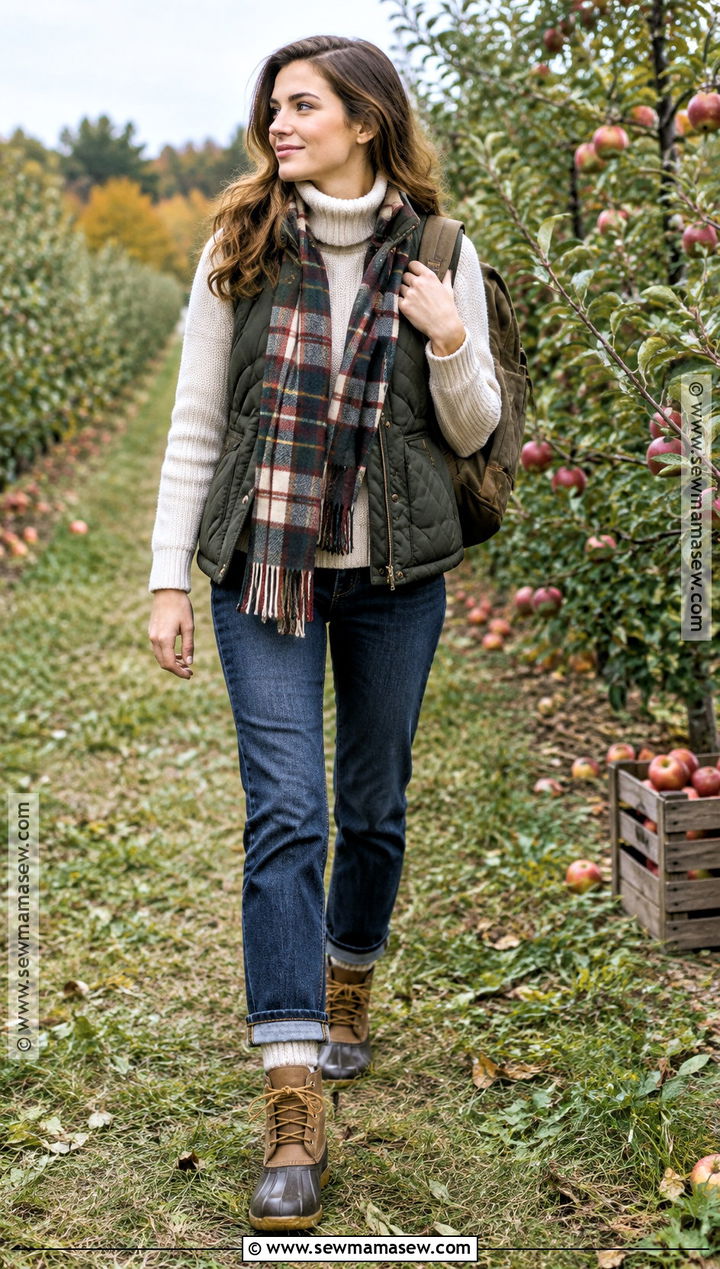 Quilted Vest and Straight Leg Jeans Harvest Outfit - 20 Harvest Outfits