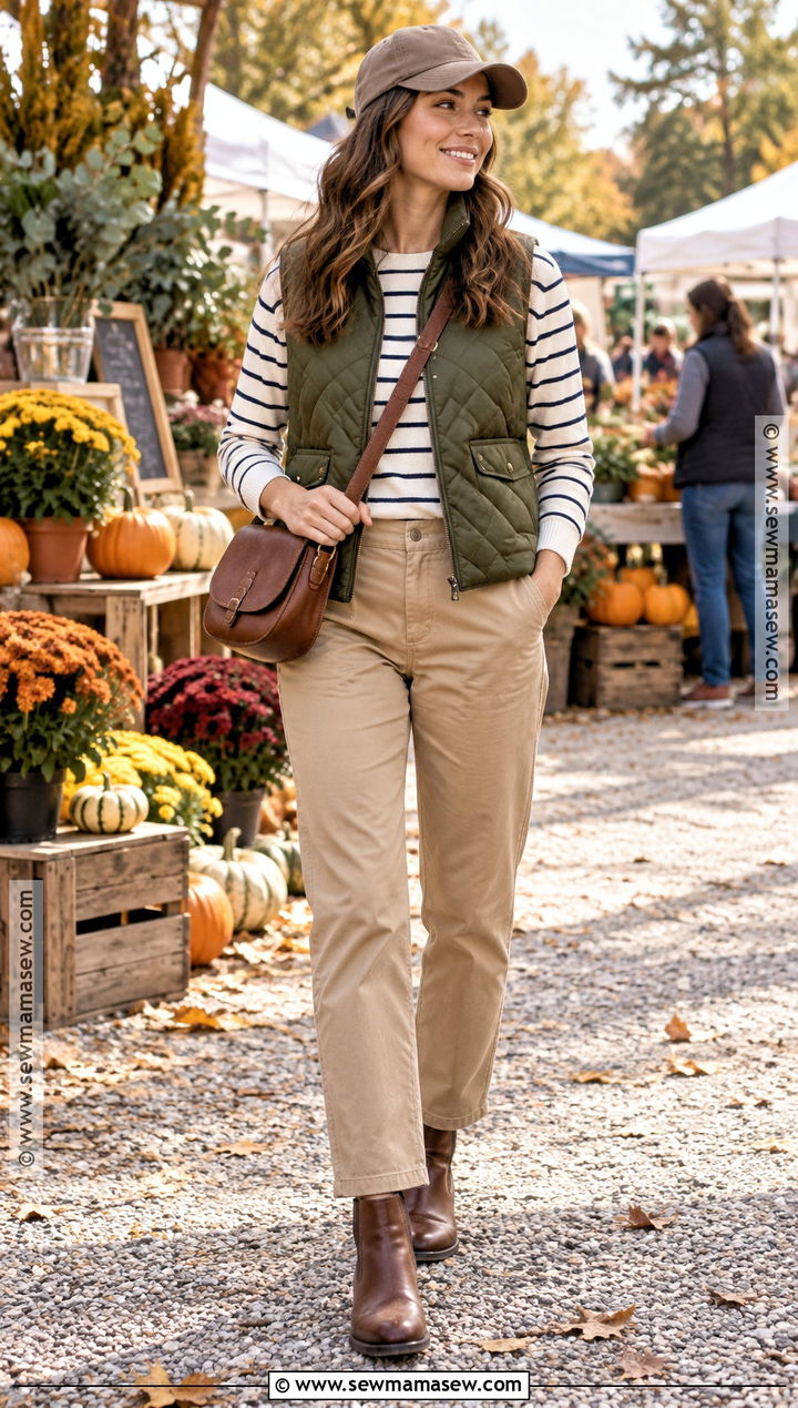 Quilted Vest and Straight Leg Pants Fall Outfit - 25 Fall Outfit Inspo Ideas 2026