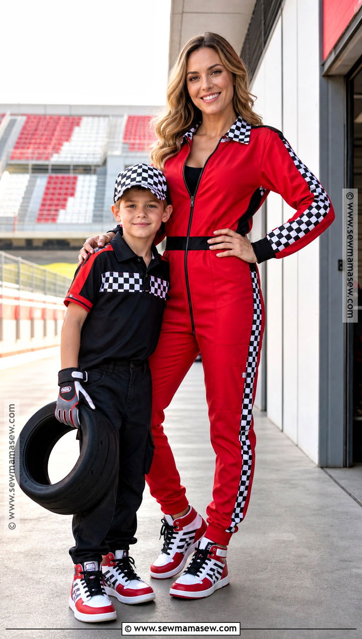 Race Car Driver And Pit Crew Costume - 30 mom and son costume ideas