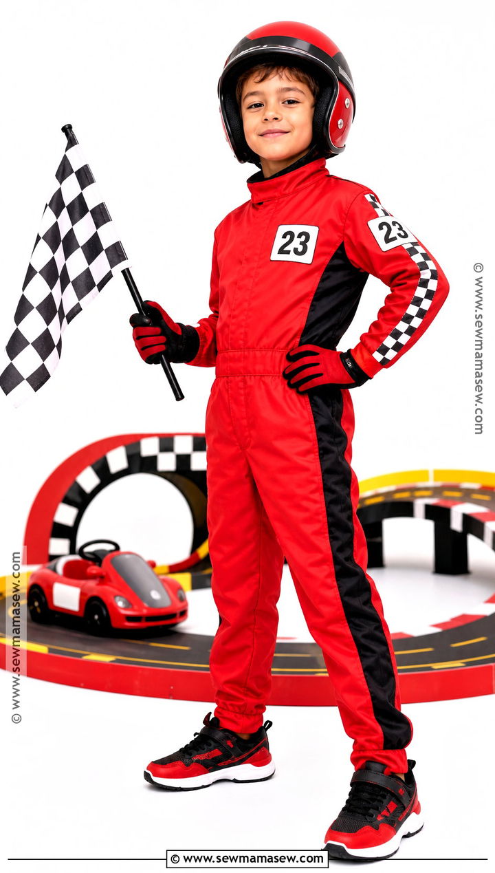 Race Car Driver Costume With Checkered Details - 40 boys halloween costumes