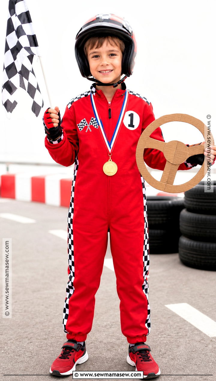 Race Car Driver Costume With Checkered Details - 30 boys costume ideas