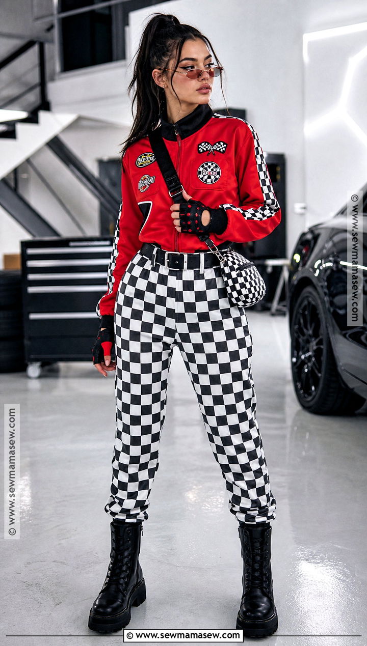 Race Car Driver Costume With Checkered Pants - 30 cute college halloween costumes