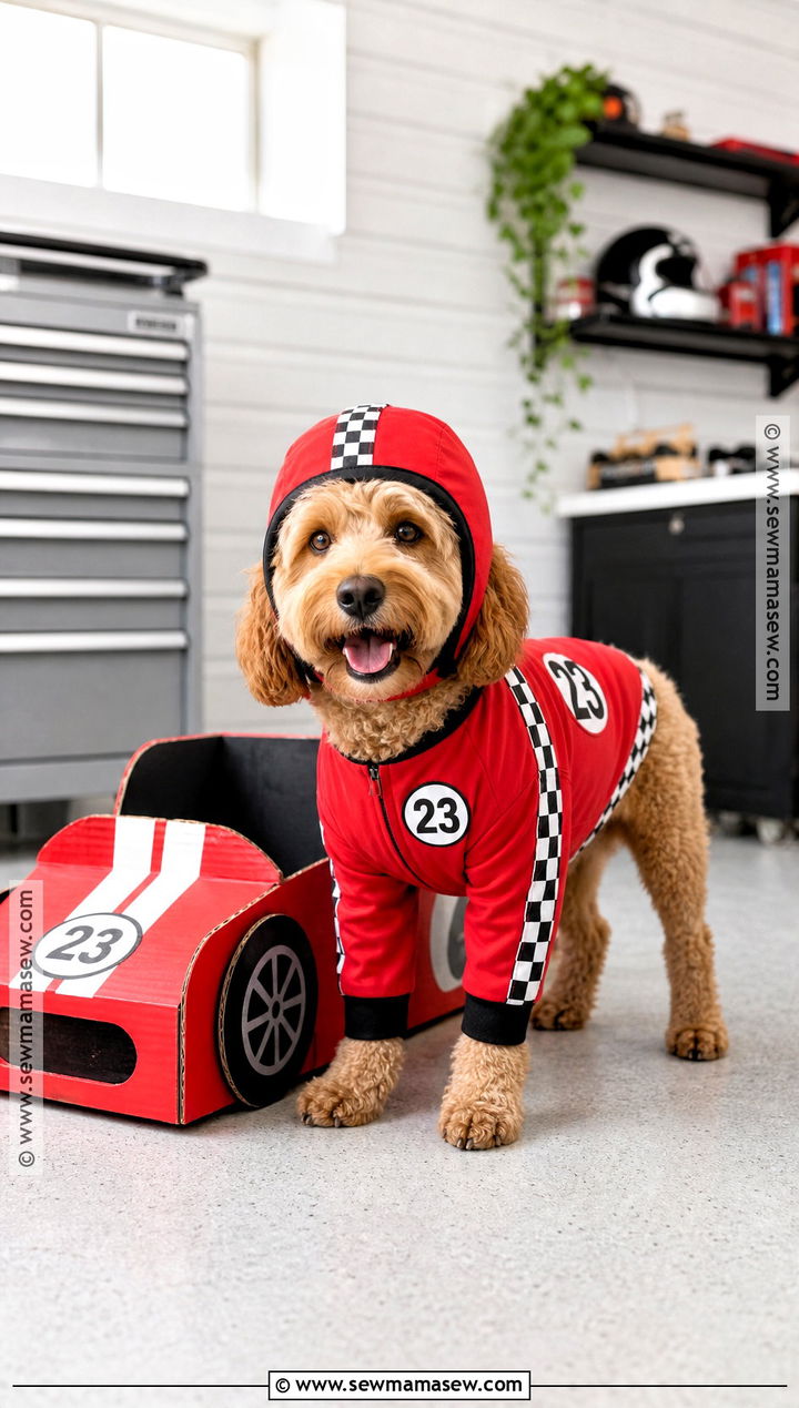 Race Car Driver Dog Costume - 40 dog costume ideas