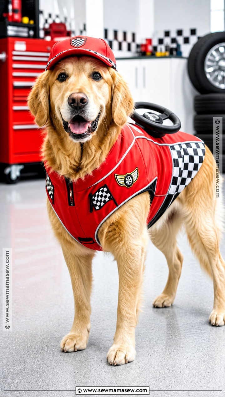 Race Car Driver Dog Halloween Costume - 45 dog halloween costumes