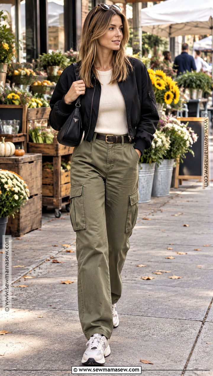 Rachel Green Cargo Pants And Fitted Sweater Outfit - 25 rachel green fall outfits