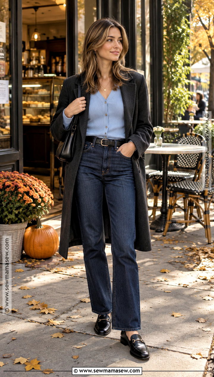 Rachel Green Cropped Cardigan And Dark Jeans Outfit - 25 rachel green fall outfits