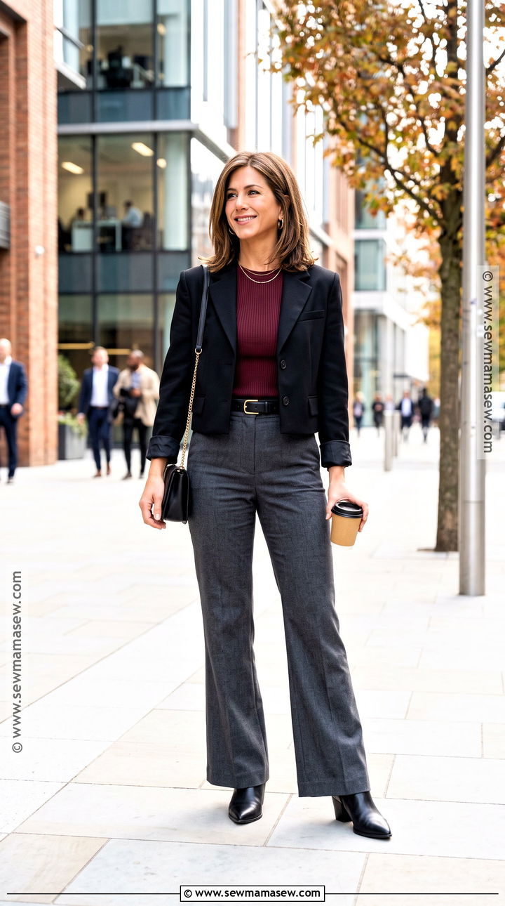 Rachel Green Flared Pants And Knit Top Outfit - 25 rachel green fall outfits