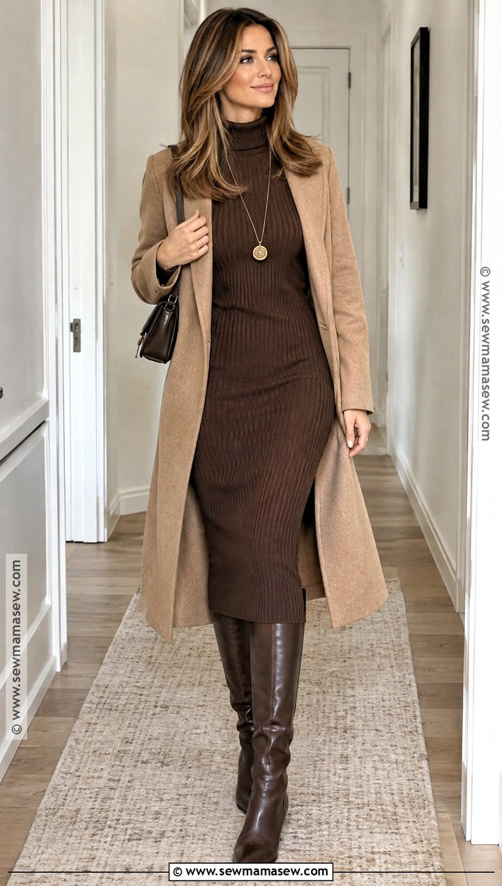 Rachel Green Sweater Dress And Tall Boots Outfit - 20 Rachel Green Thanksgiving Outfit Ideas