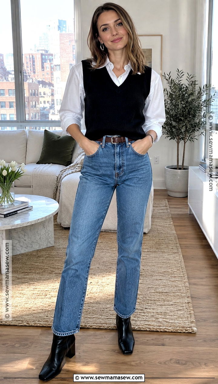 Rachel Green White Shirt And Sweater Vest Outfit - 20 Rachel Green Thanksgiving Outfit Ideas