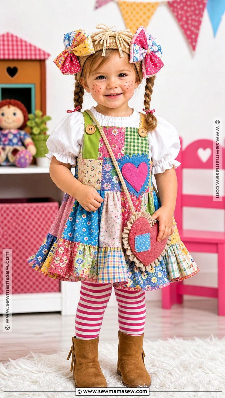 Rag Doll Costume With Patchwork Dress - 30 toddler girl costume ideas