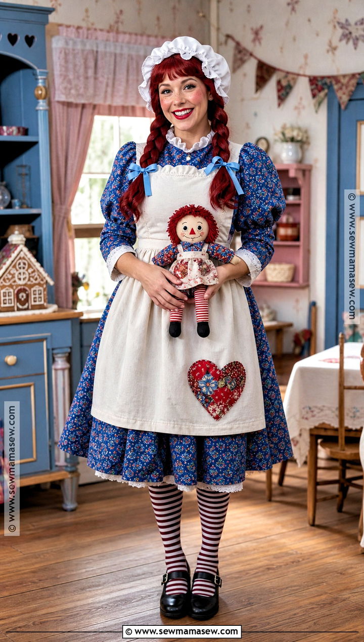 Raggedy Ann Costume With Blue Dress - 30 dark red hair halloween costumes