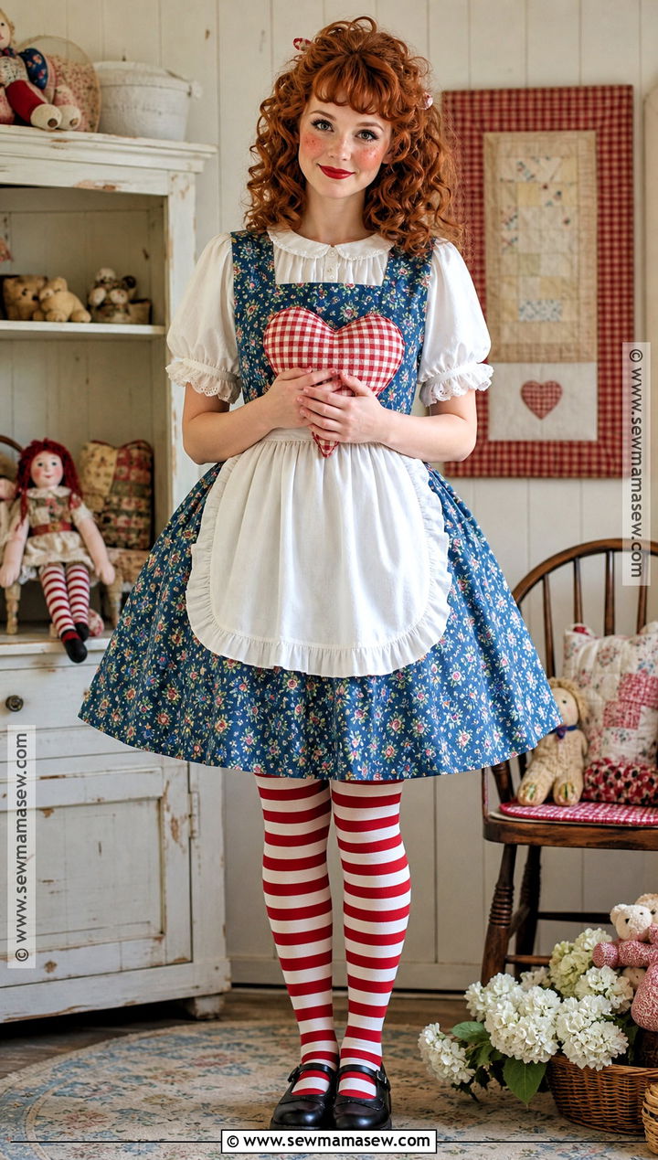 Raggedy Ann Costume With Blue Pinafore - 30 ginger hair costume ideas