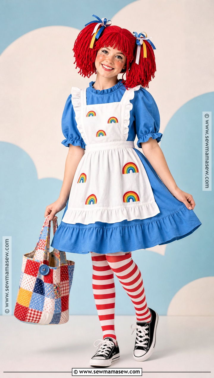 Raggedy Ann Costume With Rainbow Patches - 30 raggedy ann costume ideas
