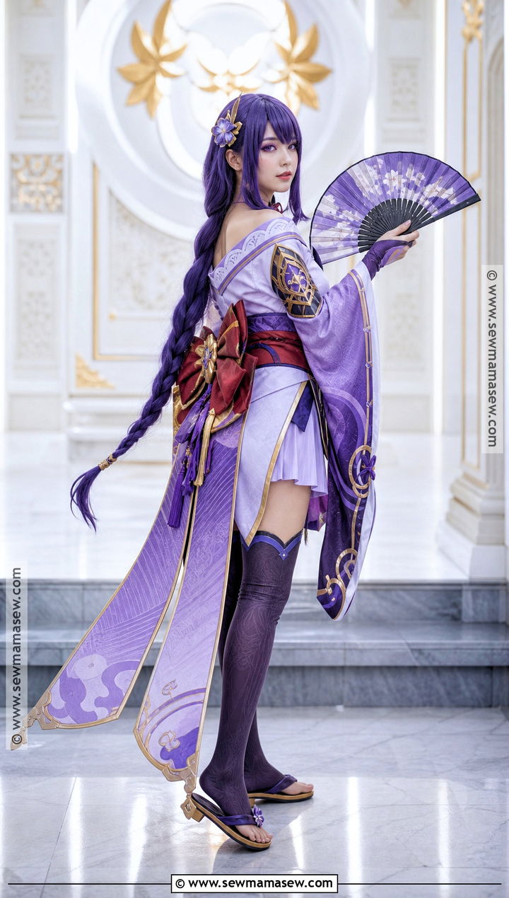 Raiden Shogun Cosplay With Long Purple Braid - 30 purple hair cosplay ideas