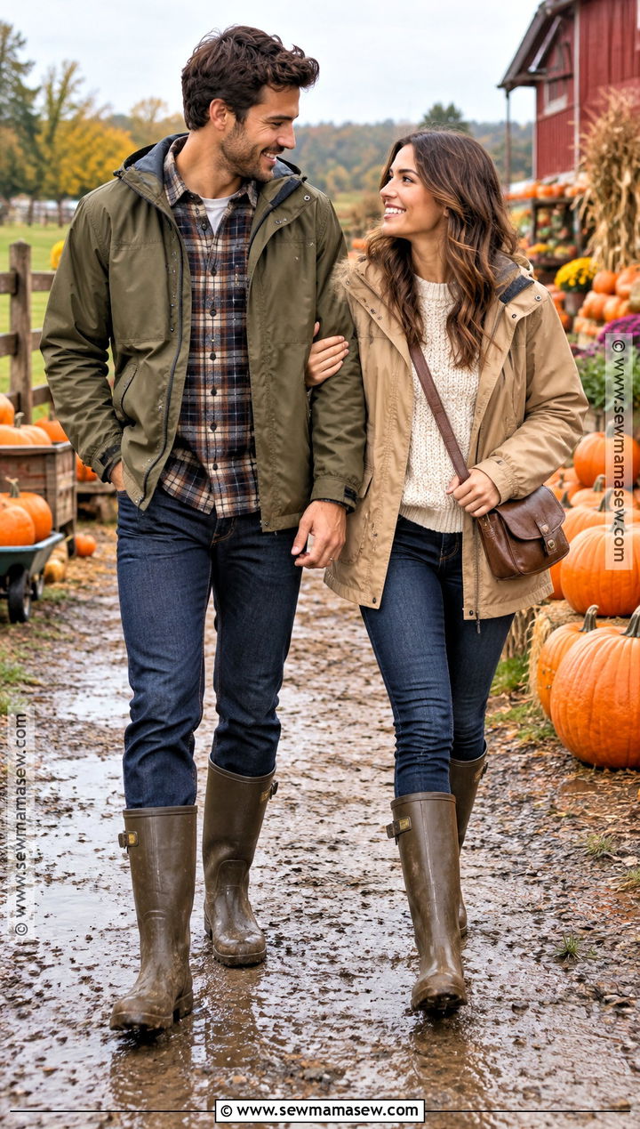 Rain Boots And Waterproof Jackets Pumpkin Patch Outfit - 20 matching pumpkin patch outfits for couples