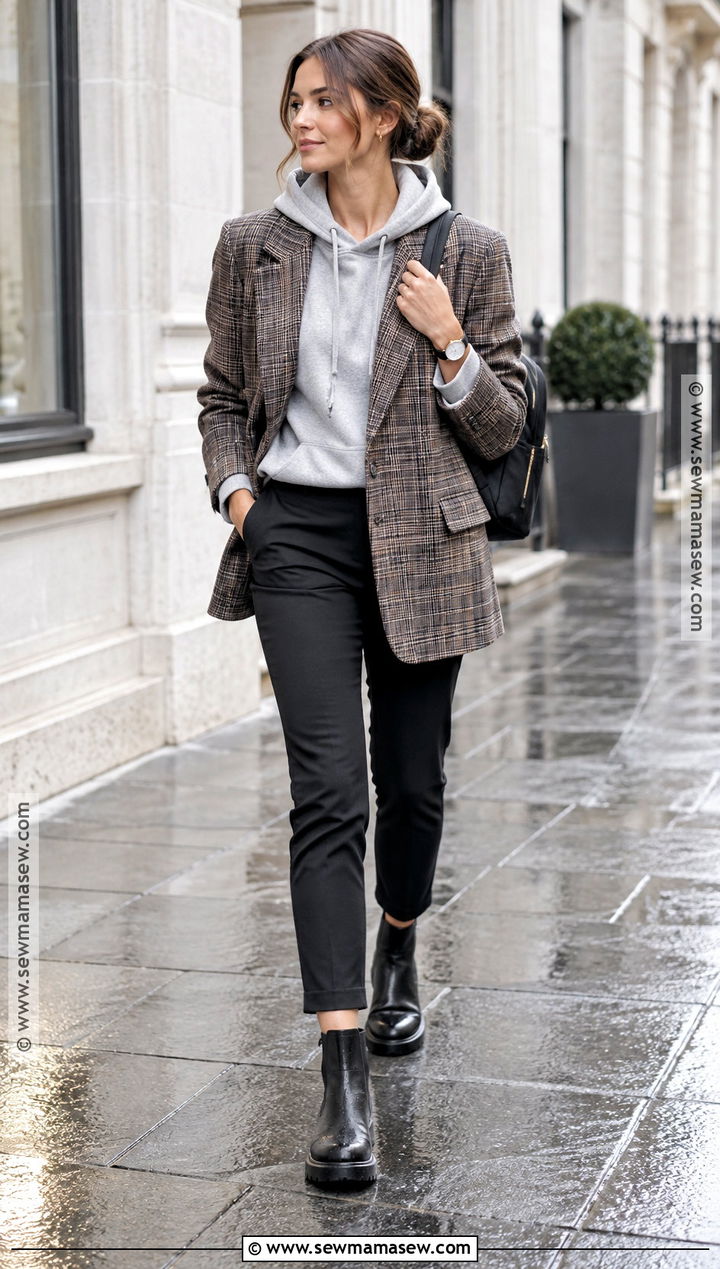 Rain Boots Outfit With Blazer And Hoodie - 25 rain boots outfit fall