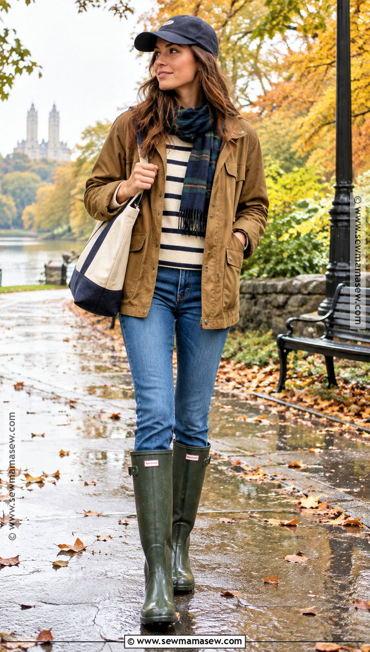 Rain Boots With Barn Jacket And Jeans - 25 fall boots aesthetic