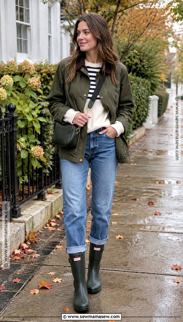 Rain Boots With Jeans and a Barn Jacket - 15 Fall 2026 Boot Outfits
