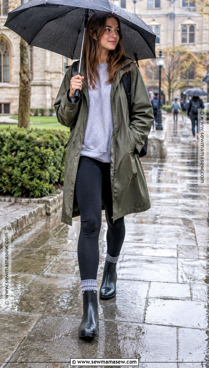 Rain Boots With Leggings And Trench Coat - 20 shoes to get for back to school