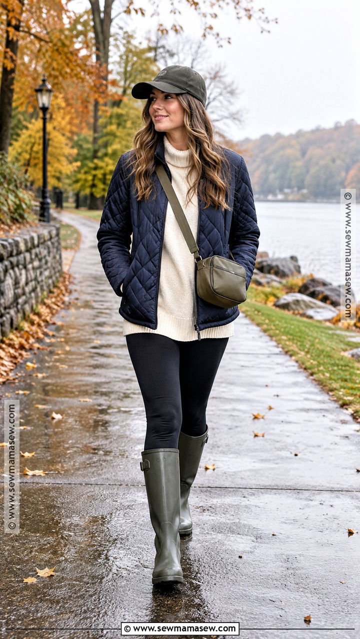 Rain Boots With Quilted Jacket And Leggings - 20 fall fashion boots