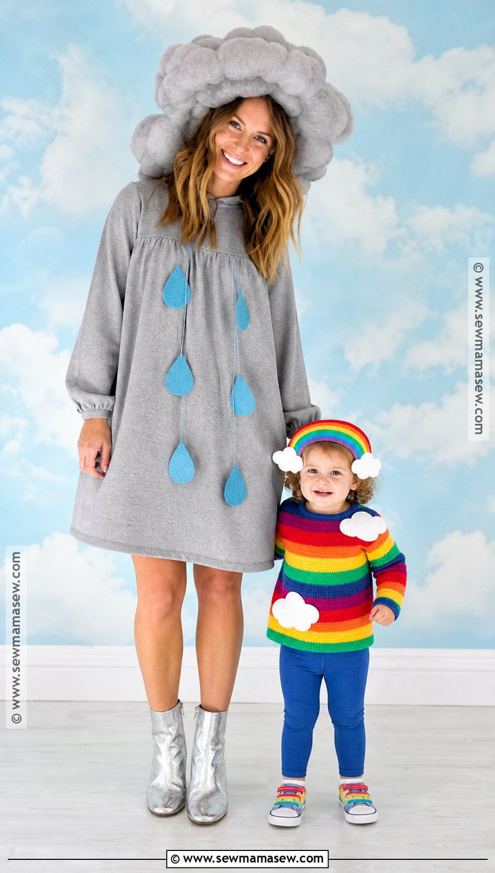 Rain Cloud And Rainbow Costume - 30 Mom And Toddler Halloween Costumes