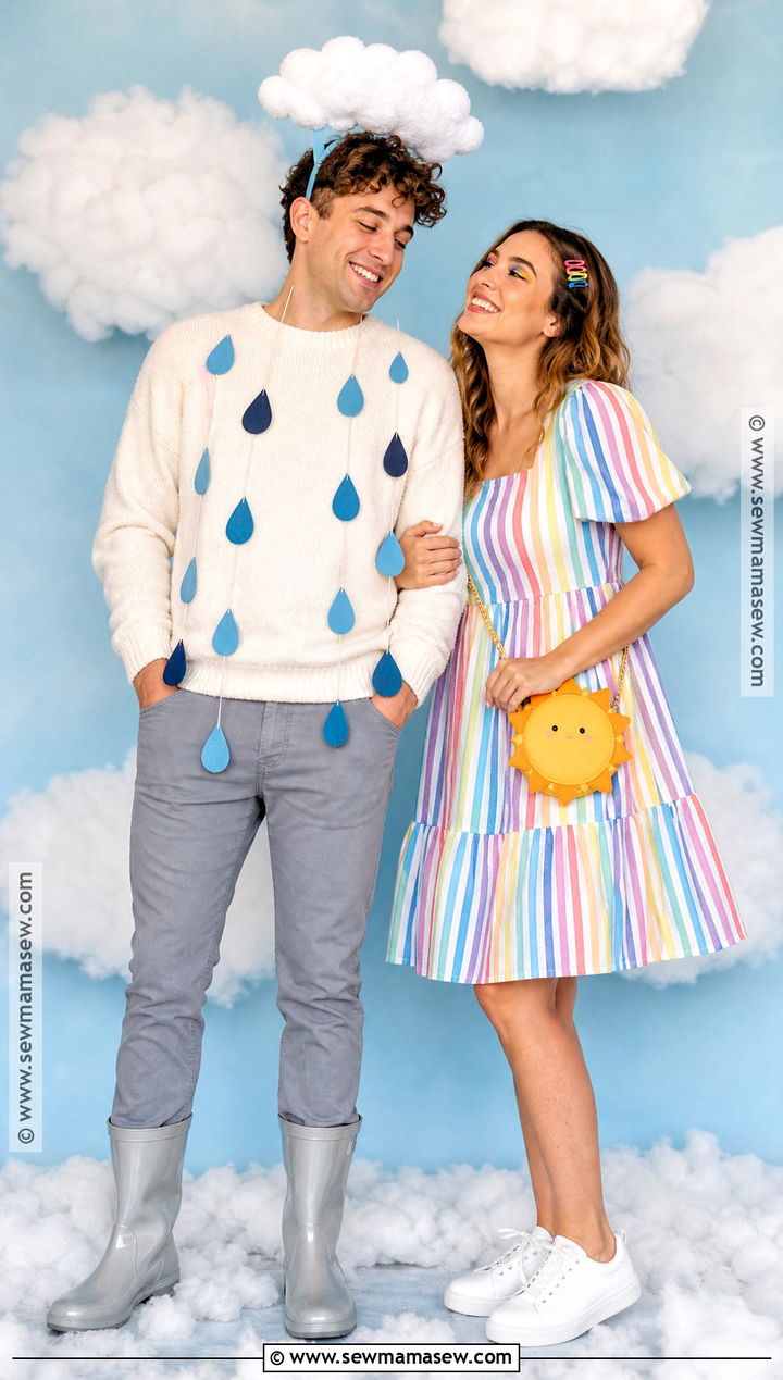 Rain Cloud And Rainbow Couple Costume - 30 Matching Couple Outfits Halloween