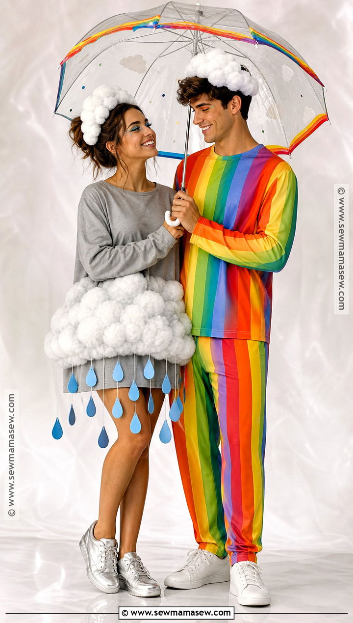 Rain Cloud And Rainbow Couple Costume - 30 Unique Couples Halloween Costume Ideas Funny