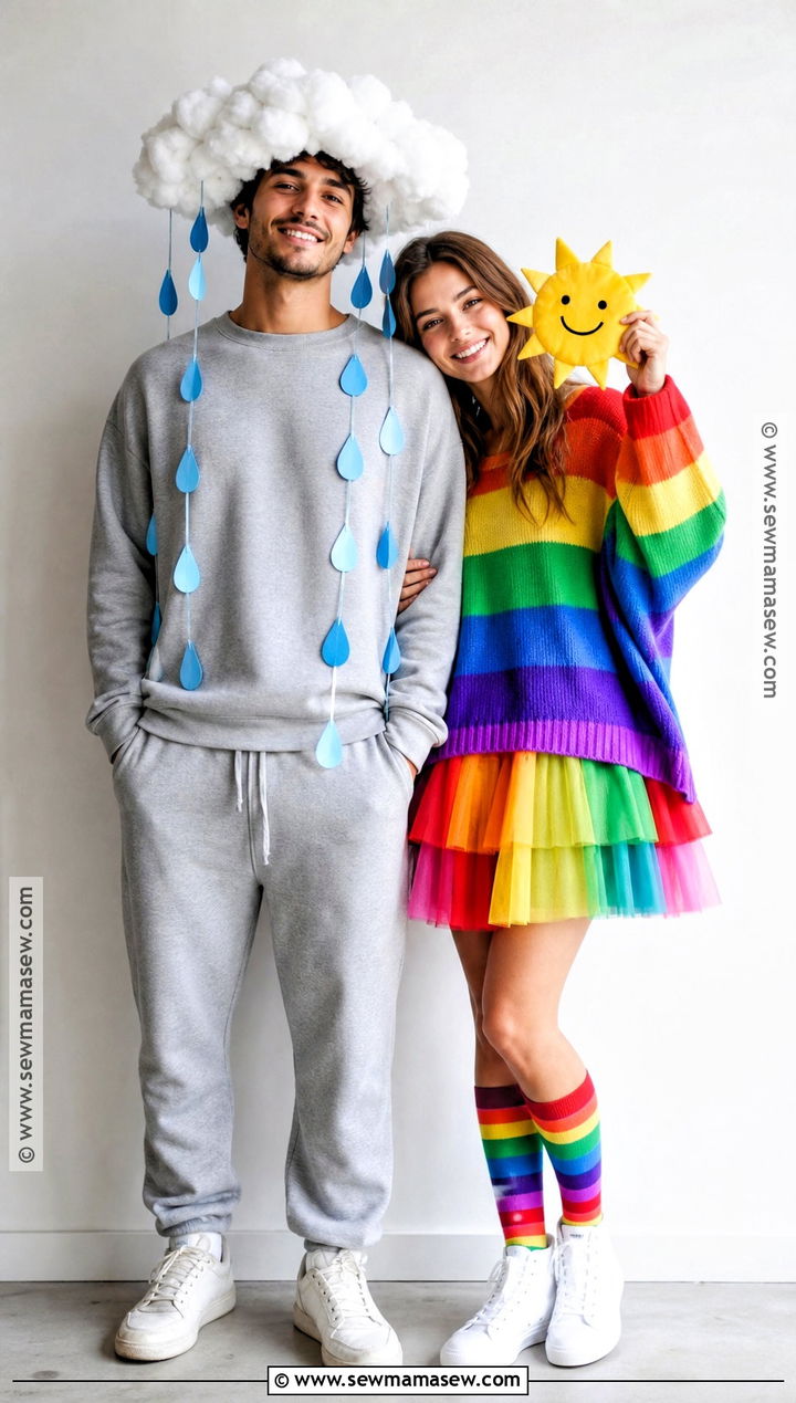 Rain Cloud And Rainbow Couple Costume - 40 easy couple costumes