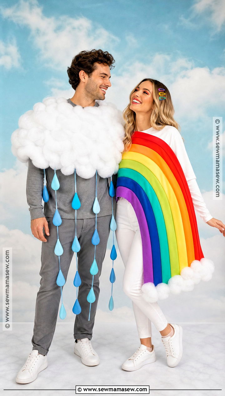 Rain Cloud And Rainbow Couple Costume - 30 couple costumes funny