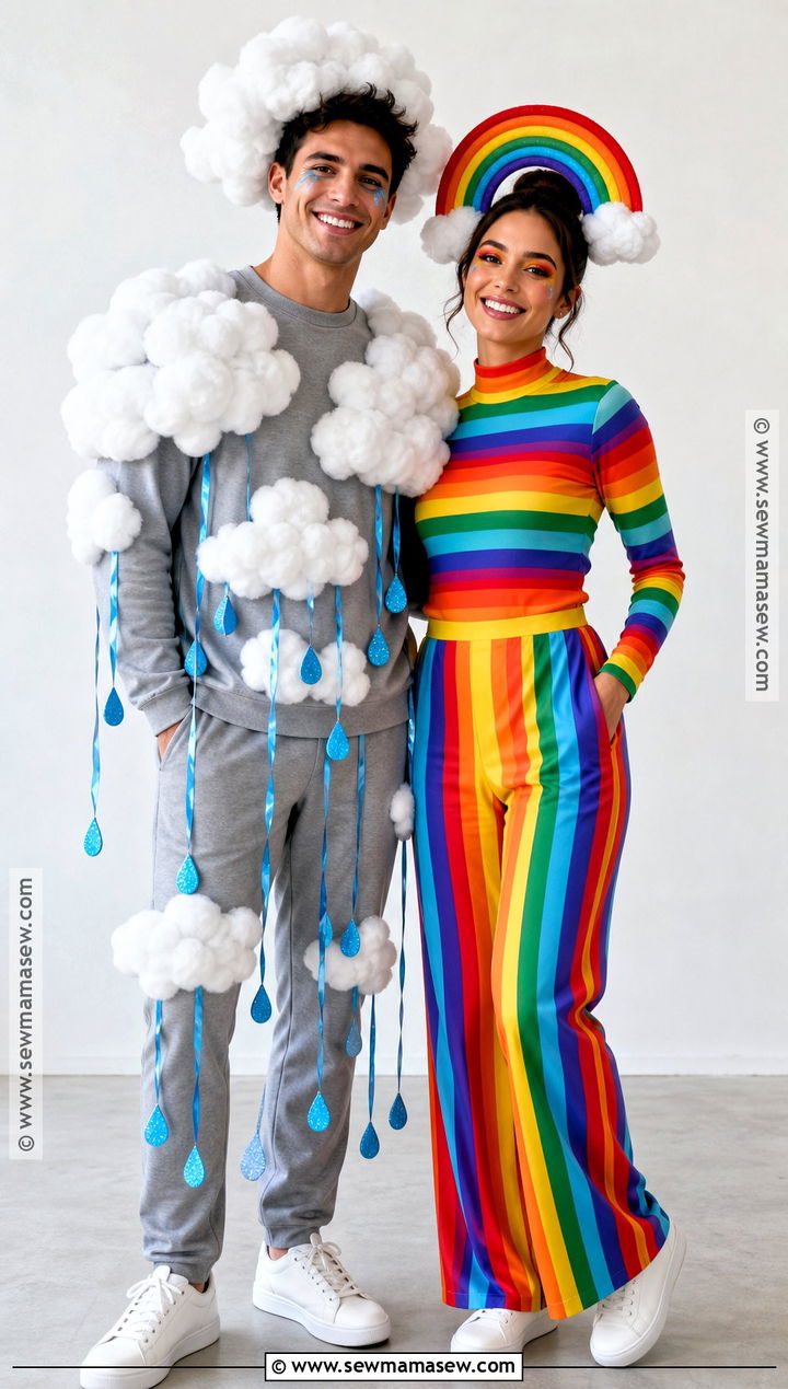Rain Cloud And Rainbow Couples Costume - 40 Simple Couples Halloween Costume Ideas